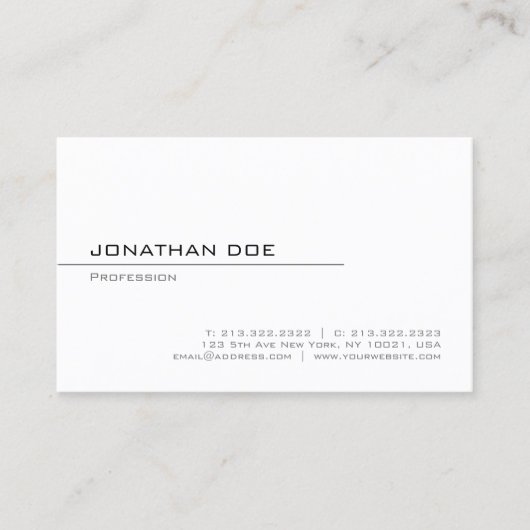 Vorlage Modernes Minimalistisches Berufliches Eleg Visitenkarte (Vorderseite)