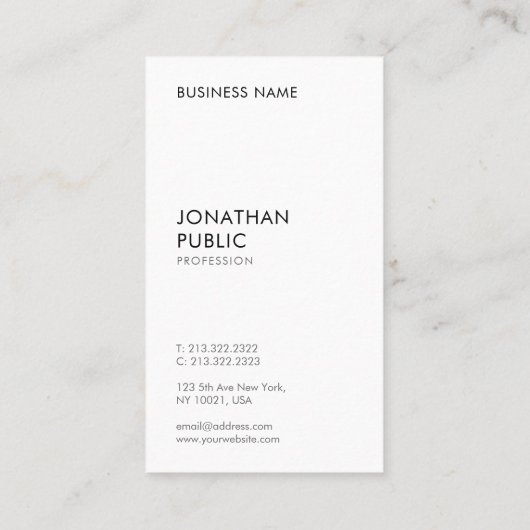 Vorlage Modernes Minimalistisches Elegantes Berufl Visitenkarte (Rückseite)