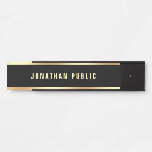 Vorlage Modernes Schwarz und Gold individuell anpa Türschild (Vorderseite )