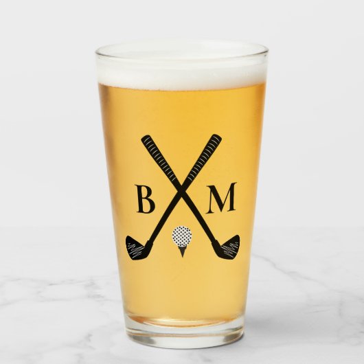 Vorlage Monogramm Initial Golf Club Dad Bier Glas (Vorne (Gefüllt))