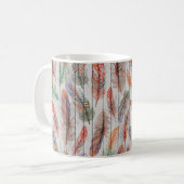 Vorlage nahtloses Muster mit Farbfedern. Fire Kaffeetasse (Vorderseite Links)