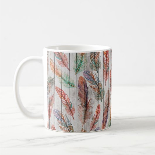 Vorlage nahtloses Muster mit Farbfedern. Fire Kaffeetasse (Links)
