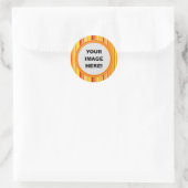 Vorlage, orangefarbene Streifen-Grenze Runder Aufkleber (Tasche)
