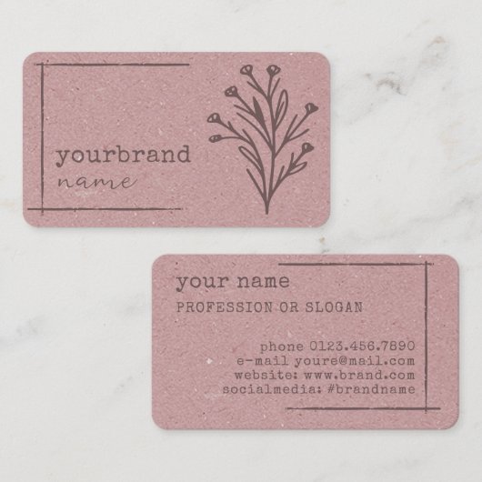 Vorlage Rustikale Blume Visitenkarte (Vorne/Hinten)