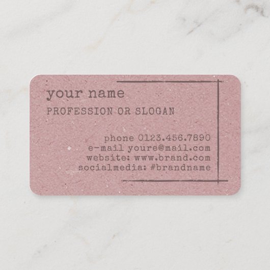 Vorlage Rustikale Blume Visitenkarte (Rückseite)