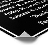 Vorlage Schwarz-Weiß-Geschäftszeiten Poster (Ecke)
