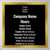 Vorlage Schwarzes Logo hier Geschäftszeiten Poster (Vorne)