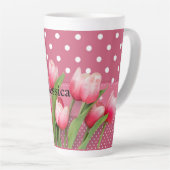 Vorlage: Tulips, Pink und Weiß-Polka-Punkte Milchtasse (Rechte Ecke)