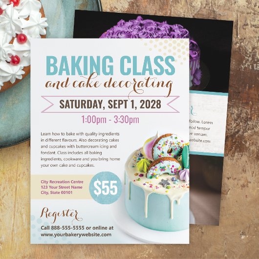 Vorlage zum Backen von Cake Decoration-Klassenerei Flyer