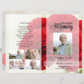 Vorlage zum Beerdigungsprogramm für rote Nelken (Vorne/Hinten)