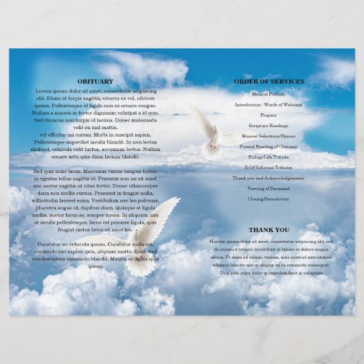 Vorlage zum Blauen Himmel und Tauben-Beerdigungspr (Rückseite)