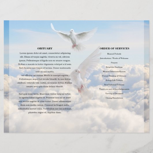 Vorlage zum Dove & Sky Funerary Program (Rückseite)