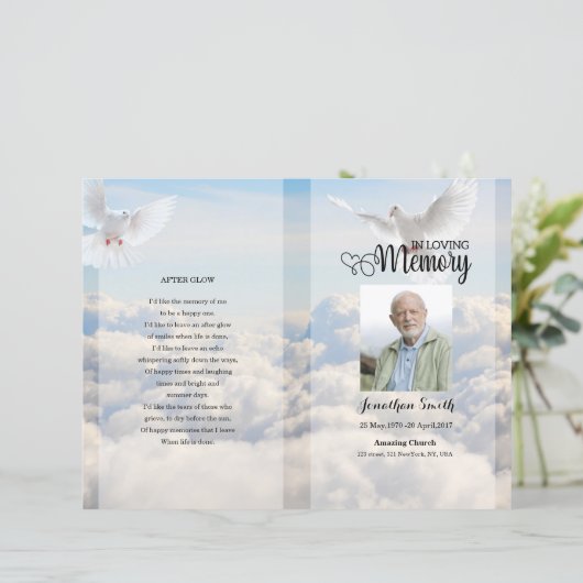Vorlage zum Dove & Sky Funerary Program (Stehend Vorderseite)