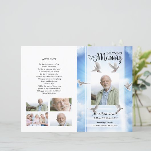 Vorlage zum Himmel und Taube-Beerdigungsprogramm (Stehend Vorderseite)