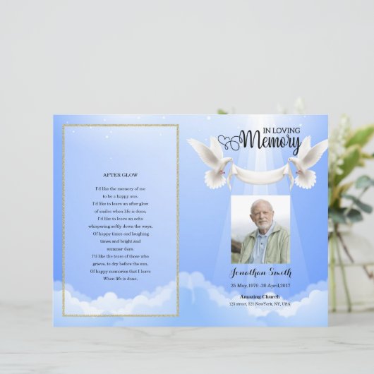 Vorlage zum Himmel und Taube-Beerdigungsprogramm (Stehend Vorderseite)