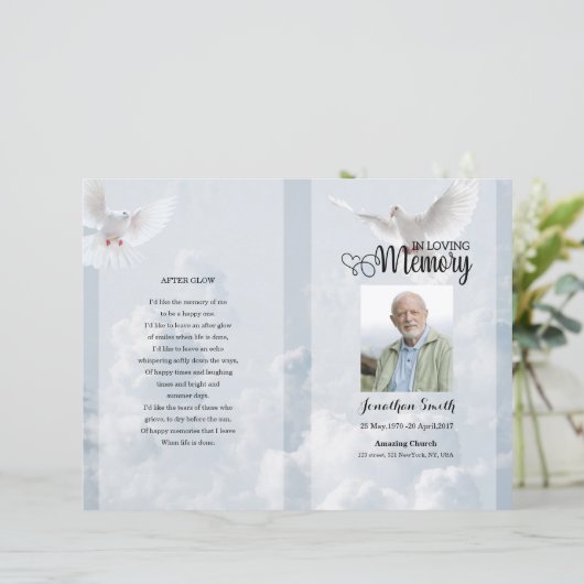 Vorlage zum Himmel und Taube-Beerdigungsprogramm (Stehend Vorderseite)