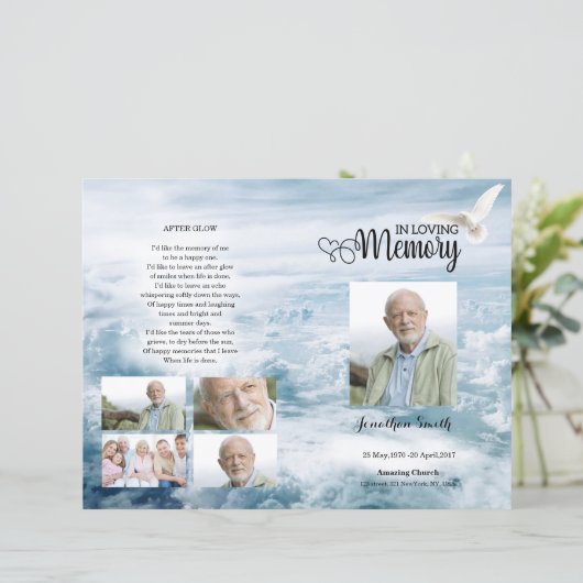 Vorlage zum White Dove and Sky Funerary Program (Stehend Vorderseite)