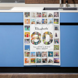 Vorlage zur FotoCollage der 80. Geburtstagsfamilie Geschirrtuch