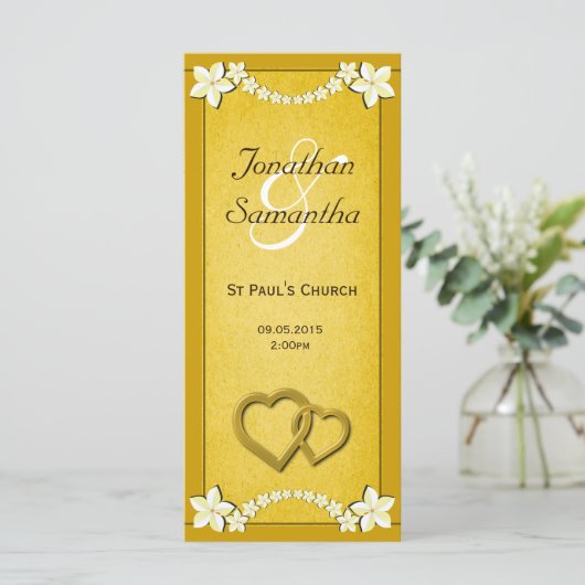 Vorlagen des Rustic Gold Floral Wedding Programms (Stehend Vorderseite)