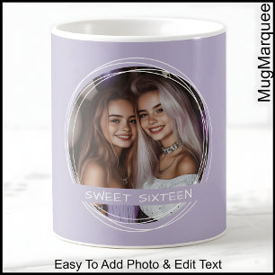 Vorlagen-Foto-Nachricht Andenken Sechzehn Flieder  Kaffeetasse