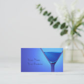 Vorlagen für Blue Martini Cocktail Business Card Visitenkarte (Stehend Vorderseite)