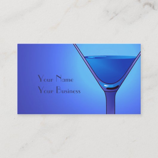 Vorlagen für Blue Martini Cocktail Business Card Visitenkarte (Vorderseite)