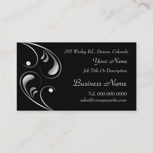 Vorlagen für die Silver Swirl-Design-Visitenkarte Visitenkarte (Vorderseite)