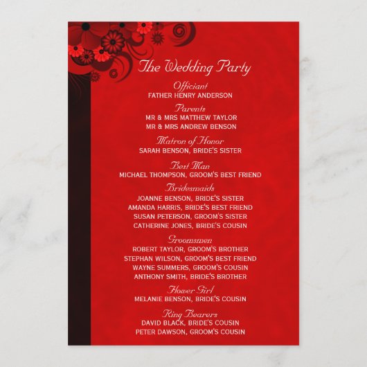 Vorlagen zum Hochzeitsprogramm für Rote Flora (Rückseite)