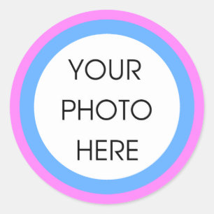 Vorlagenaufkleber mit rosa und blauer Grenze Runder Aufkleber