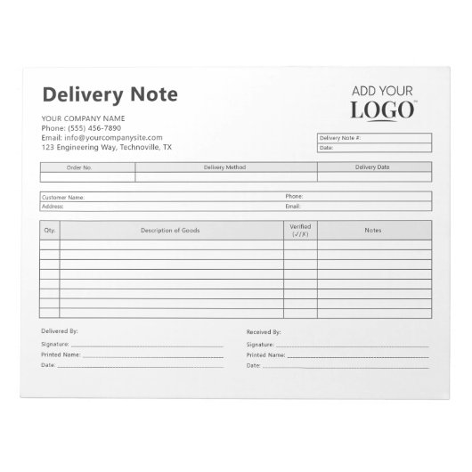 Vorlagenblätter für benutzerdefinierte Logobearbei Notizblock (Vorderseite)