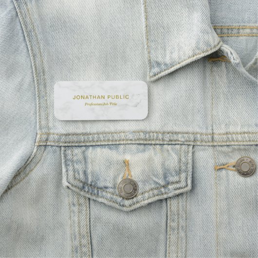 Vorlagengold Weißer Marmor Moderner Minimalistisch Namensschild (Beispiel)