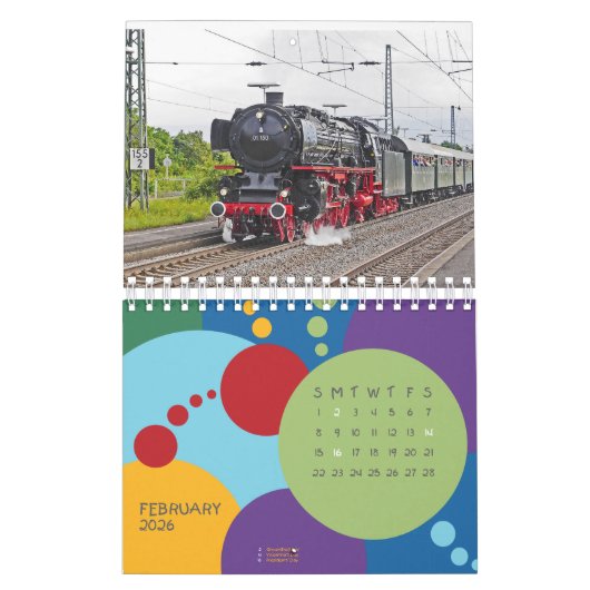 Vorlagenkalender für Dampflokomotive 2023 Kalender (Feb 2026)