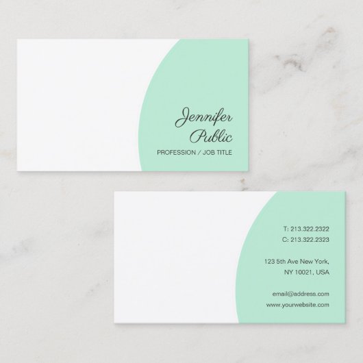 Vorlagenminze Grüner weißer Text für moderne Hands Visitenkarte (Vorne/Hinten)