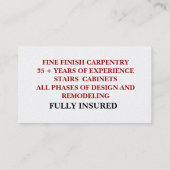 VORLAGENtischler Visitenkarte (Rückseite)