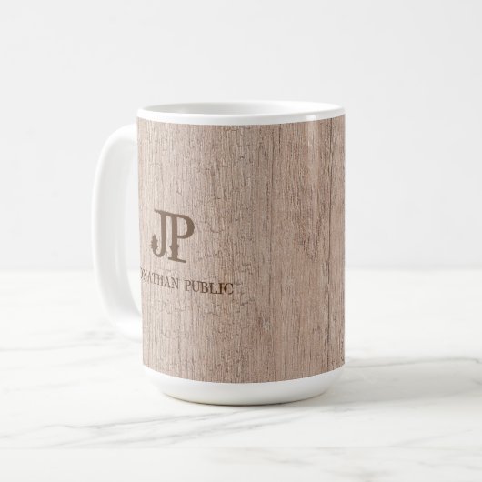 Vorlagenvorlage für das Plankenholz-Monogramm Kaffeetasse (Vorderseite Links)
