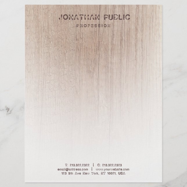 Vorlagenvorlage für Holzaussehen Eleganter gestres Briefbogen (Vorderseite)