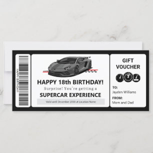 Vorlagenzertifikat für Supercar Experience Voucher