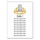 Vorläufe und Datum des Claddagh Ring Wedding Table Tischnummer (Vorderseite)