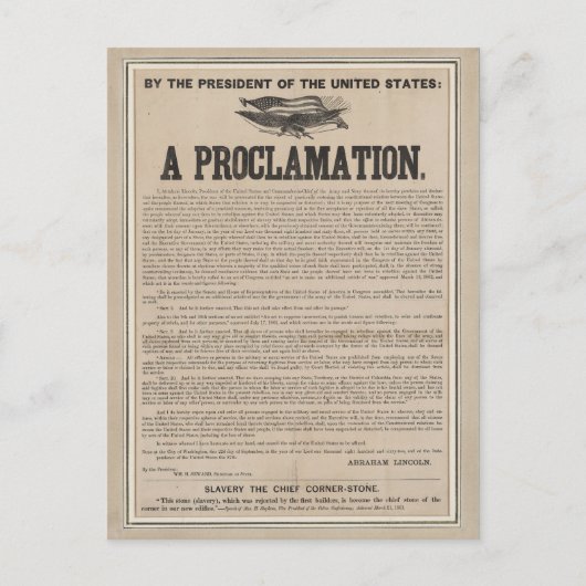 Vorläufige Emanzipationserklärung Broadside Postkarte (Vorderseite)