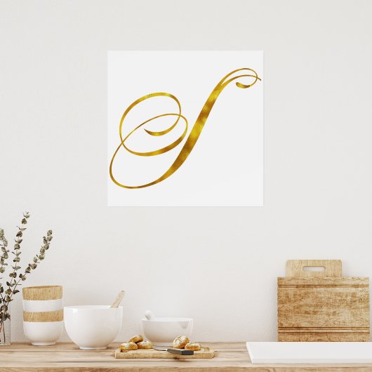 Vorläufige Monogramm S Imitate Gold Foil Monogramm Poster (Küche)