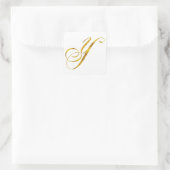 Vorläufige Monogramm Y-Imitate Gold Foil Monogramm Quadratischer Aufkleber (Tasche)