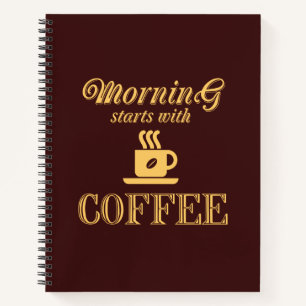 Vormittag beginnt mit Kaffee Notizblock