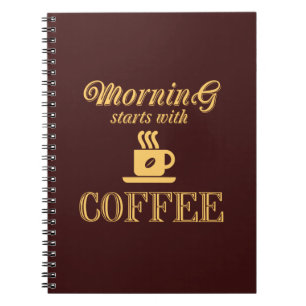 Vormittag beginnt mit Kaffee Notizblock