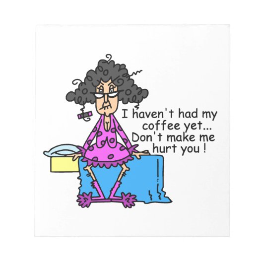 Vormittag vor dem Kaffee Spaß Notizblock (Vorderseite)