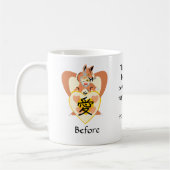 Vormittags Makeup-Fehler vor und nach dem Kaffee Kaffeetasse (Links)