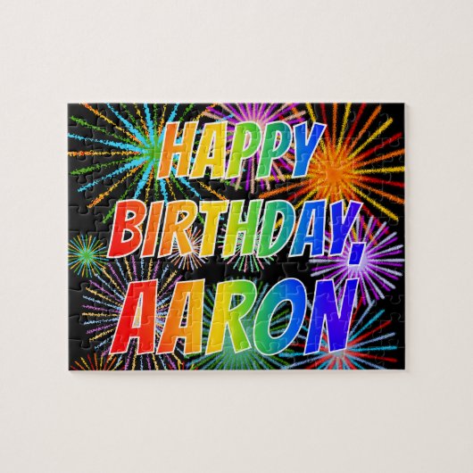 Vorname "AARON", Fun "HAPPY BIRTHDAY" Puzzle (Horizontal)