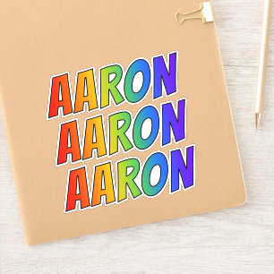 Vorname "AARON" mit Spaß-Regenbogen-Farbton Aufkleber