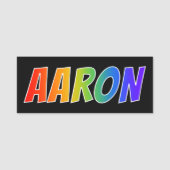Vorname "AARON": Spaß-Regenbogen-Farbton Namensschild (Vorderseite)