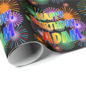 Vorname "ADAM", Fun "HAPPY BIRTHDAY" Geschenkpapier (Rolleneckpunkt)