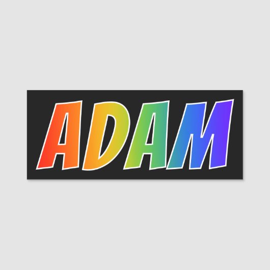 Vorname "ADAM": Spaß-Regenbogen-Farbton Namensschild (Vorderseite)